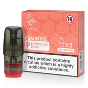 Elf Bar Mate P1 prefilled pod in Peach Ice flavor, combining sweet, juicy peach with an icy menthol finish, designed for use with the Elf Bar Mate device for a smooth and refreshing vaping experience